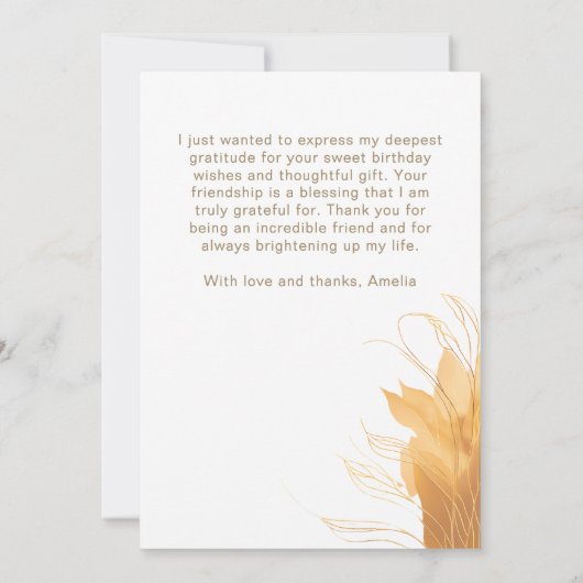 Carte De Remerciements Élégant Script Foliage Photo Anniversaire (Dos)