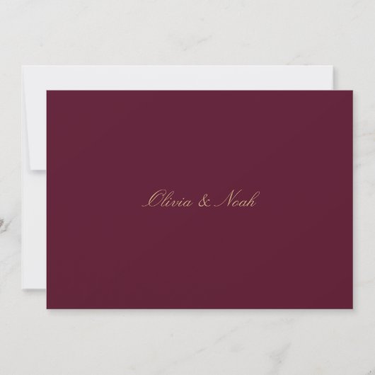 Carte De Remerciements Élégant Script Gold Burgundy Diner Card (Devant)