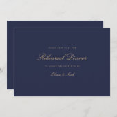 Carte De Remerciements Élégant Script Gold & Navy Rehearsal Dinner Card (Devant / Derrière)