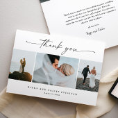 Carte De Remerciements Élégant script manuscrit Mariage photo