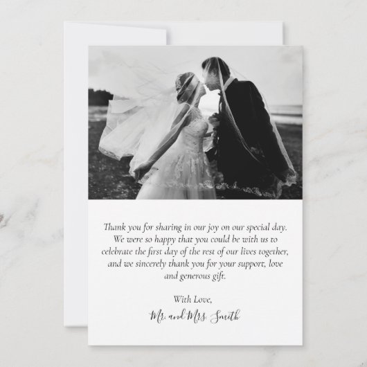 Carte De Remerciements Élégant script Mariage Multi Photo Collage (Dos)