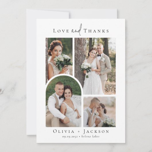 Carte De Remerciements Élégant script Mariage photo complet (Devant)