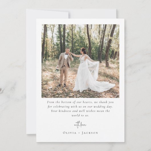 Carte De Remerciements Élégant script Mariage photo complet (Dos)