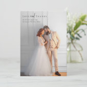 Carte De Remerciements Élégant script Mariage photo complet (Debout devant)