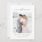 Carte De Remerciements Élégant script Mariage photo complet (Devant)