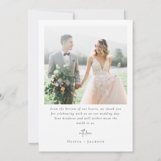 Carte De Remerciements Élégant script Mariage photo complet (Dos)