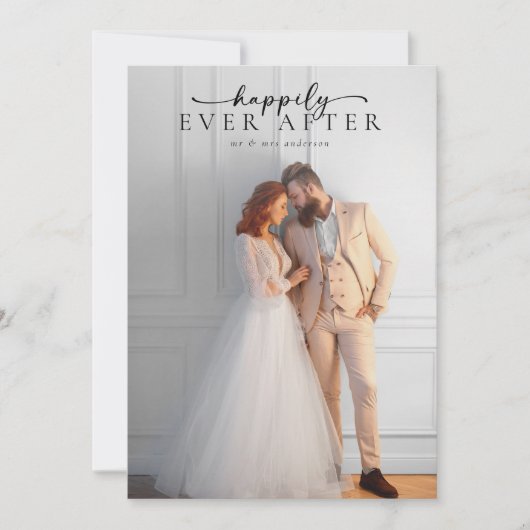 Carte De Remerciements Élégant script Mariage photo complet (Devant)