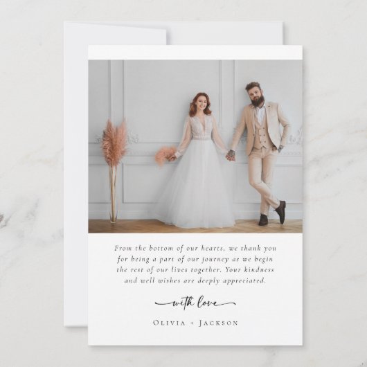 Carte De Remerciements Élégant script Mariage photo complet (Dos)