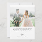 Carte De Remerciements Élégant script Mariage photo complet (Dos)