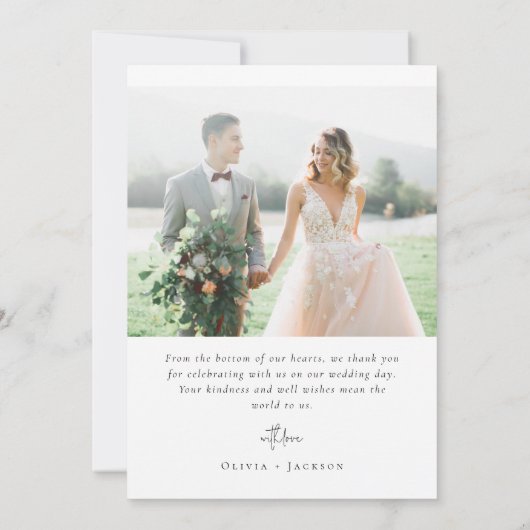 Carte De Remerciements Élégant script Mariage photo complet (Dos)