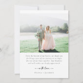Carte De Remerciements Élégant script Mariage photo multiple (Dos)