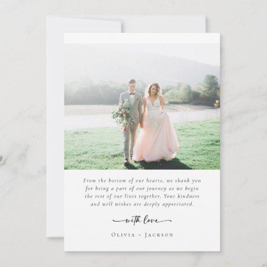 Carte De Remerciements Élégant script Mariage photo multiple (Dos)