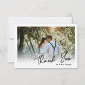 Carte De Remerciements Élégant script mariage simple typographie photo (Devant)