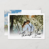 Carte De Remerciements Élégant script mariage simple typographie photo (Devant / Derrière)