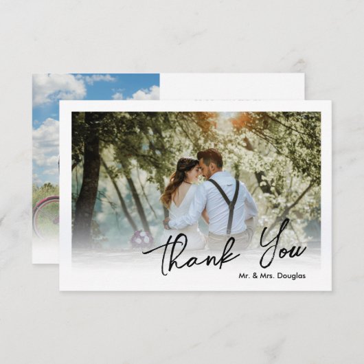 Carte De Remerciements Élégant script mariage simple typographie photo (Devant / Derrière)