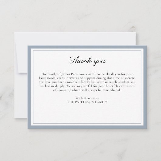 Carte De Remerciements Élégant script message personnalisé photo funérair (Devant)