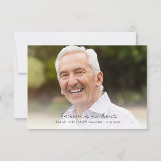 Carte De Remerciements Élégant script message personnalisé photo funérair (Dos)