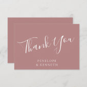 Carte De Remerciements Élégant Script minimal personnalisé mariage Dusty (Devant / Derrière)