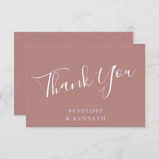 Carte De Remerciements Élégant Script minimal personnalisé mariage Dusty (Devant / Derrière)