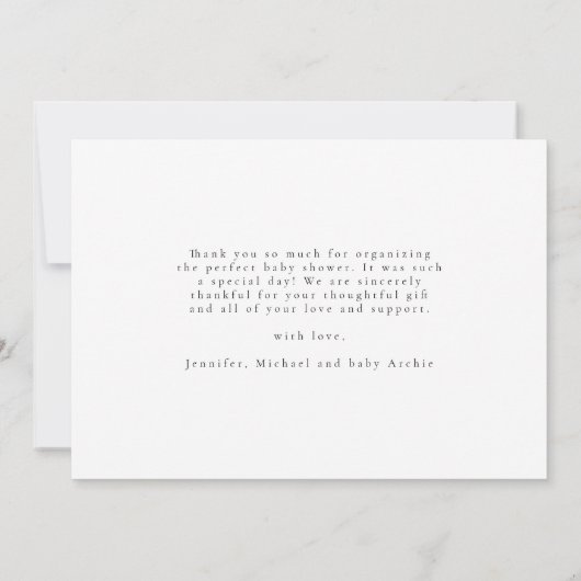 Carte De Remerciements Élégant Script Minimal Photo Collage Baby shower (Dos)