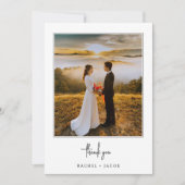 Carte De Remerciements Elegant Script Minimalist 2-Photo Wedding (Devant)