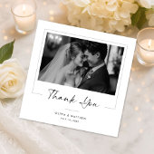 Carte De Remerciements Elegant Script Modern Classic Newlywed Photo
