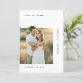 Carte De Remerciements Elegant Script Modern Wedding Photo (Debout devant)