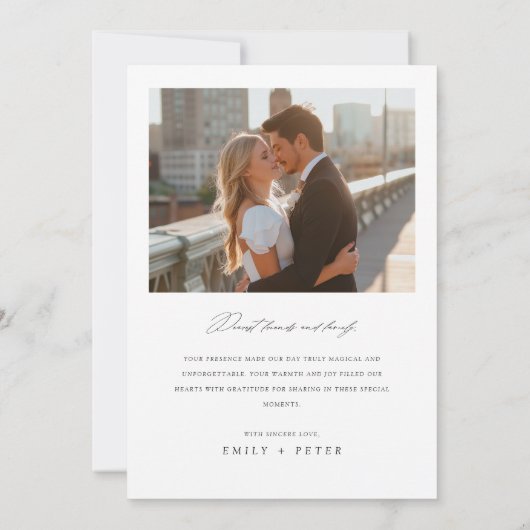 Carte De Remerciements Élégant Script Moderne 2 Mariage photo (Dos)