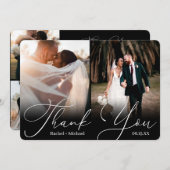 Carte De Remerciements Élégant script moderne 4 Mariage photo invité (Devant / Derrière)