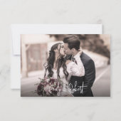 Carte De Remerciements Élégant script moderne Mariage photo beige (Dos)