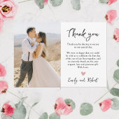 Carte De Remerciements Élégant script moderne Mariage photo Coeur