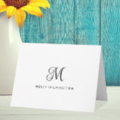 Carte De Remerciements Elegant Script Monogram Black White Note Cards
