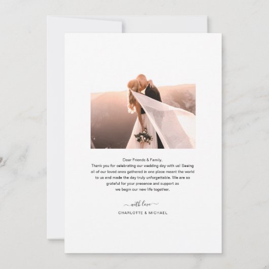 Carte De Remerciements Élégant script Monogramme Mariage photo (Dos)