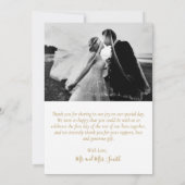 Carte De Remerciements Élégant script noir et or 6 photo Collage (Dos)