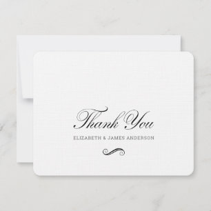 Carte De Remerciements Élégant script noir Mariage personnalisé Monogramm