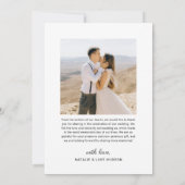 Carte De Remerciements Élégant script noir Mariage personnalisé photo (Dos)