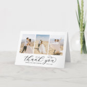 Carte De Remerciements Élégant script noir Personnalisé 3 Mariage photo (Devant)