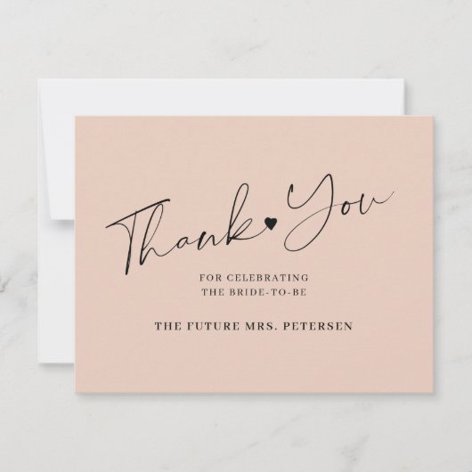 Carte De Remerciements Élégant script nuptiale douche blush (Devant)
