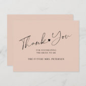 Carte De Remerciements Élégant script nuptiale douche blush (Devant / Derrière)
