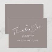 Carte De Remerciements Élégant script nuptiale douche taupe (Devant / Derrière)
