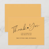 Carte De Remerciements Élégant script nuptiale orange (Devant / Derrière)