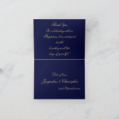 Carte De Remerciements Élégant Script Or Sur Marine Bleu Classique Chic (Intérieur)