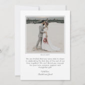 Carte De Remerciements Elegant Script Overlay Simple Two Photo Wedding (Dos)