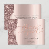 Carte De Remerciements Élégant Script Pailleté Or Rose (Devant / Derrière)