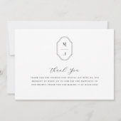 Carte De Remerciements Élégant Script Personnalisé Monogramme Mariage 3 P (Dos)