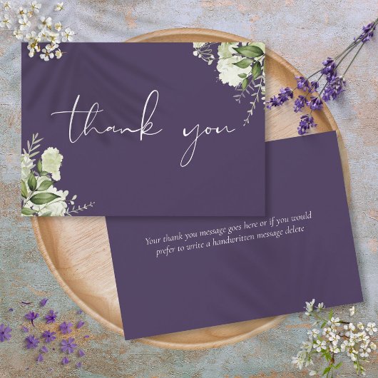 Carte De Remerciements Élégant script personnalisé Purple Green