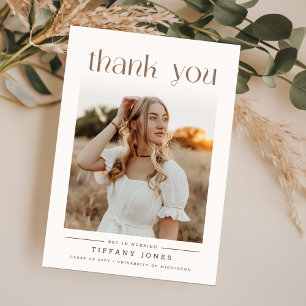 Carte De Remerciements Élégant Script Photo Or Blanc Infirmière Graduatio