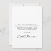 Carte De Remerciements Élégant Script Photo Overlay Graduation (Dos)