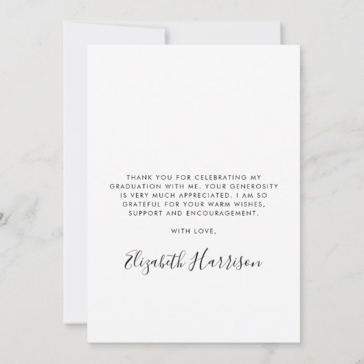 Carte De Remerciements Élégant Script Photo Overlay Graduation (Dos)