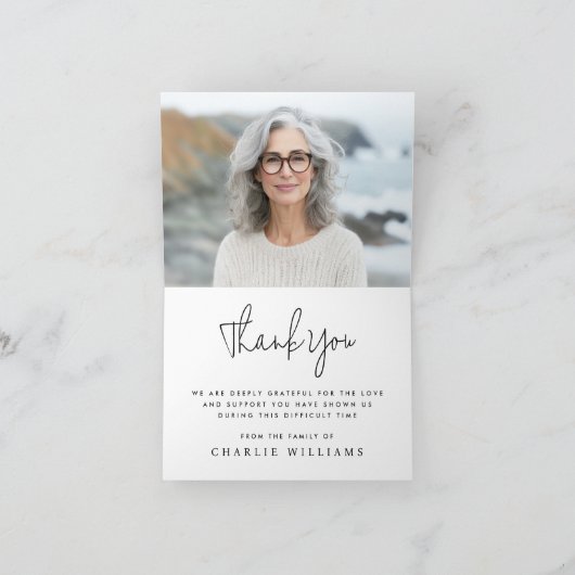 Carte De Remerciements Élégant script pour toujours dans notre coeur phot (Intérieur)